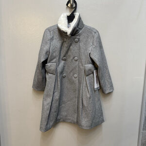 Biscotti Fur Collar Gray Girls Pea Coat Size 3T NWT